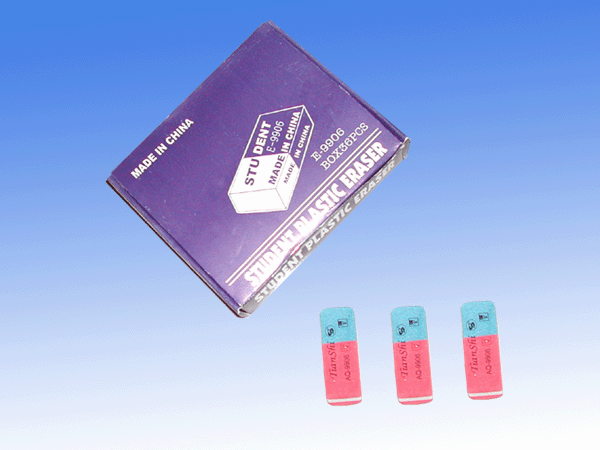 厂商：小天使橡皮制造有限公司            名称：红蓝双色夹层    型号：AQ-9906